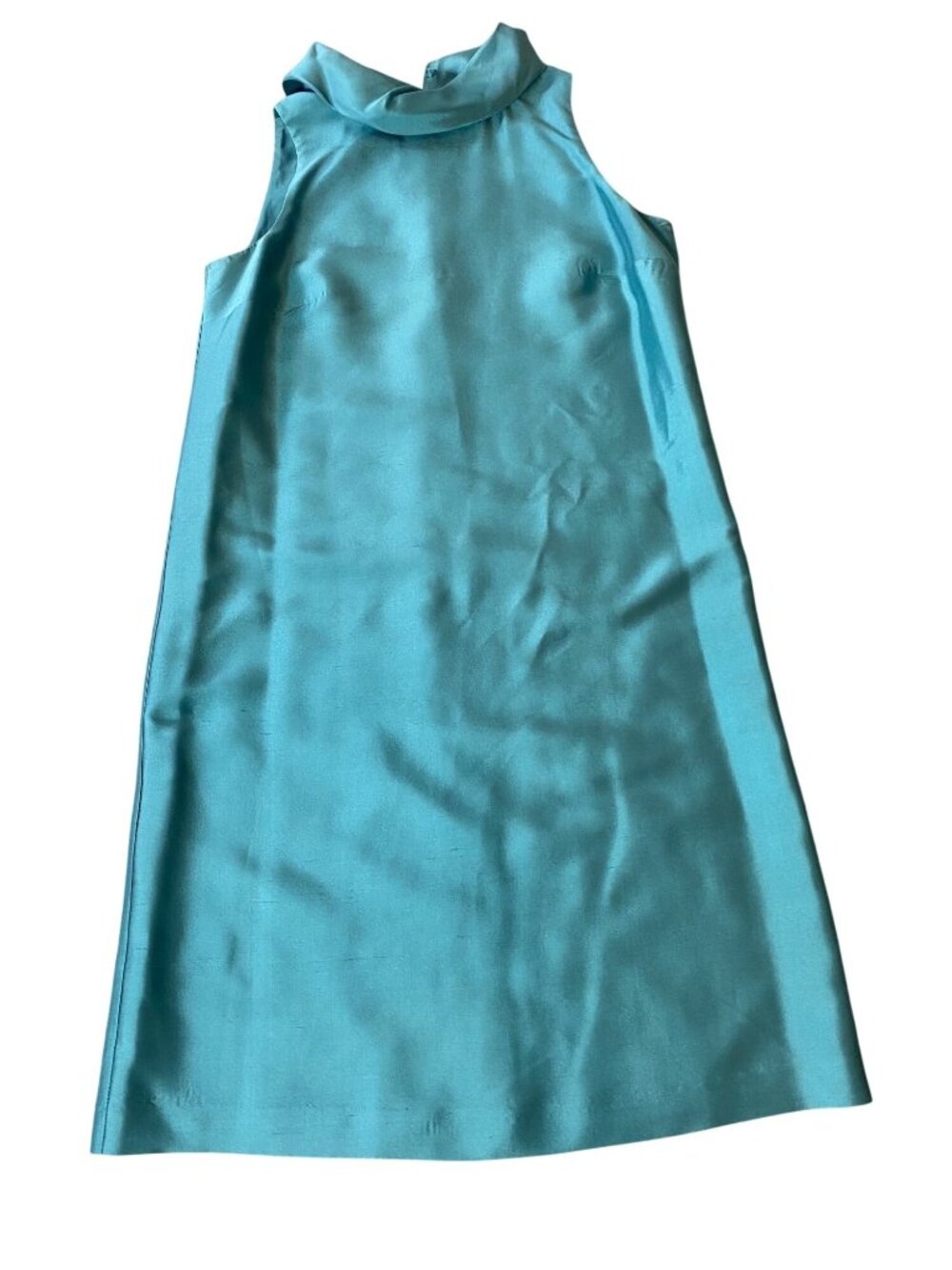 Talbots Teal Silk Sleeveless A-Line Dress Back Zipper Closure Size 2 Petite